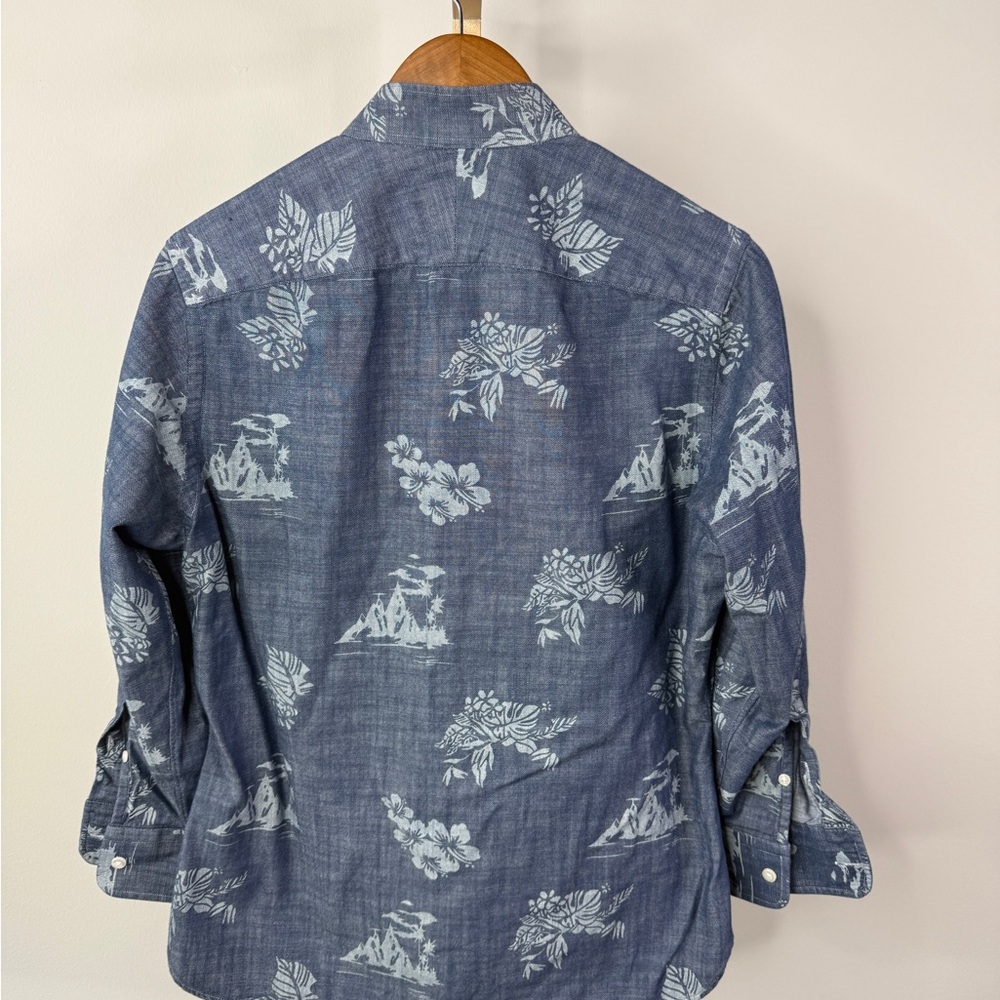 Blue Patterned Button-Up Shirt - Picture 3 of 6